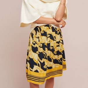 ANTHROPOLOGIE / MAEVE Yellow Horse Jade A-Line Skirt - Sz 0